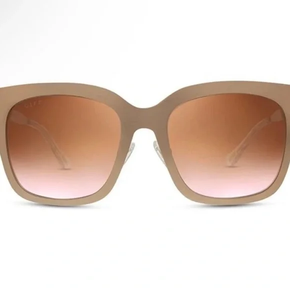 Stylish Tan/Gold Sunglasses (NWOT) The Cherished Gold Female Square Sunglasses | Le Specs main image 3